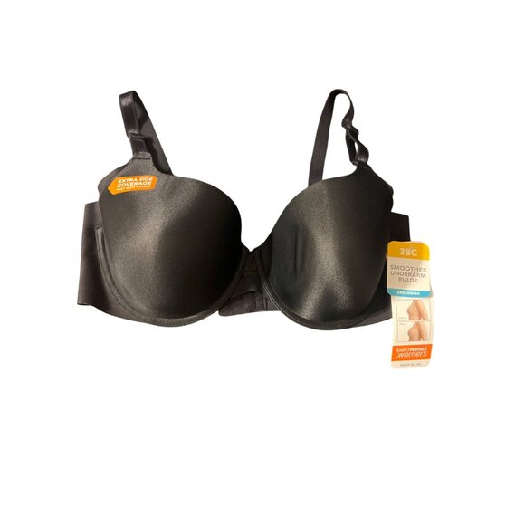 Simply Perfect Warners Underwire Bra 38C Black Smoothes Underarm Bulge NWT - Picture 1 of 6